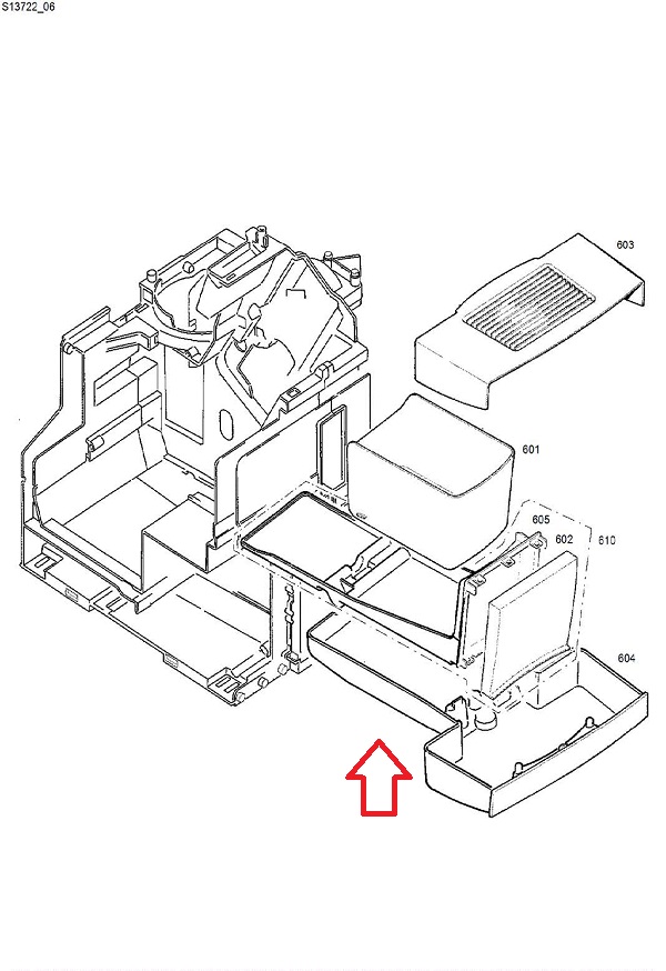 Jura Impressa F7-F8-F85 Drip Tray Diagram